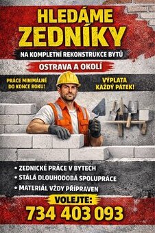 Hledáme zedníky Ostrava
