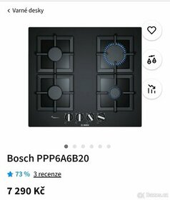 Plynova sklokeramicka deska Bosch série 6