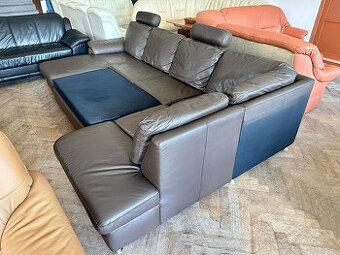 293 Kožená rohová sedací souprava sedačka tvar U rozkládací