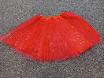 Tylová tutu sukně, cca 7-11 let, červená s flitry