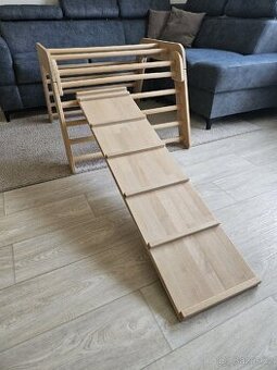 Montesorri prolézačka + skluzavka, schůdky