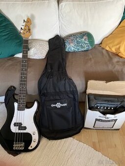 LA Bass Guitar Black, 15W Bass Amp Pack