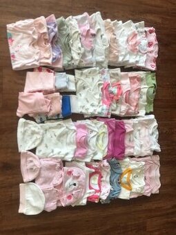 Prodám sadu oblečení 49 ks pro holčičku, velikost 50-56