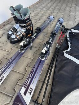 Pánské lyže značky Salamon, lyžáky, hůlky, přilba
