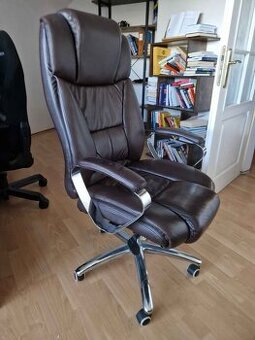 Kancelářské křeslo Foster kožené, tmavě hnědé