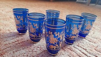 sada 6 sklenic malovaných zlatem