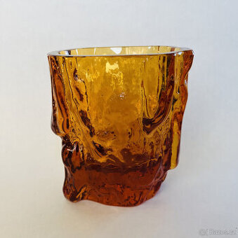 Designová váza Kmen 16 cm, jantarové hutní sklo