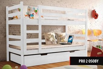 NOVÁ Patrová postel palanda bílá MASIV