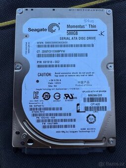 Prodám pevný disk Seagate Momentus Thin 500 GB do notebooku