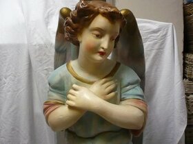 Velký starožitný anděl 120 let starý výška 70 cm původní - 1