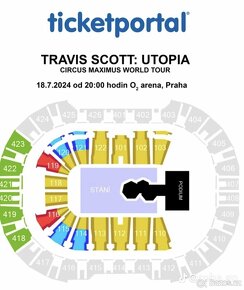 2 lístky na sezení Travis Scott 18.7.