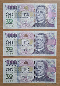 1000Kč s přítiskem