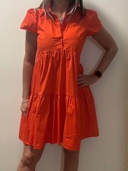 Ohnivé plátěné šaty - XS/S/M