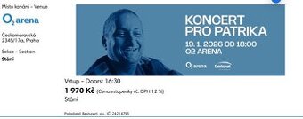 4 lístky na stání - Koncert pro Patrika