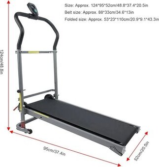 Domácí běžecký pás bez motoru – skládací, s displejem