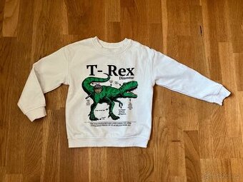 Mikina dinosaur bílá 110/116 H&M