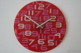 Nástěnné hodiny růžové skleněné 40cm - 1