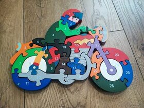 Dřevěné puzzle - motorkář