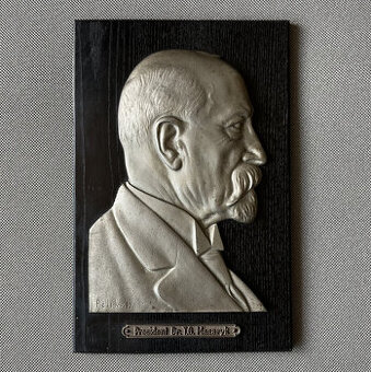 Starožitný reliéf, plaketa T. G. Masaryk, J. Pelikán