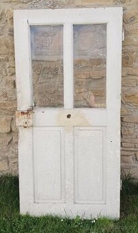 ZAMLUVENO Staré prosklené dveře s klikou 187 x 88 cm, pravé - 1