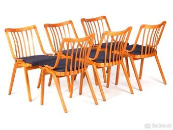 Designové retro židle TON Holešov, 6 ks po přečalounění.