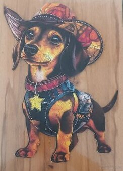 Dřevěné puzzle s motivem jezevčíka