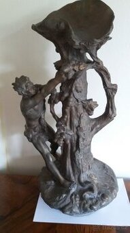 Stará figurální kovová secesní váza výška 58 cm - 1