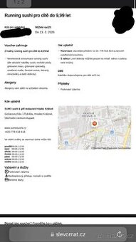Voucher Running sushi Aupark Hradec Králové
