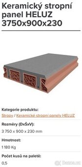 Keramický stropní panel HELUZ 3750x900x230