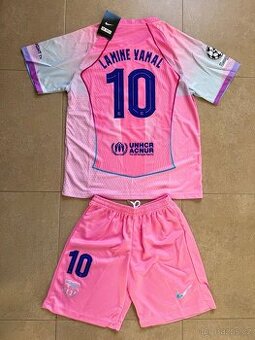 Fotbalový dres a kraťasy FC Barcelona růžový 90 Yamal #10