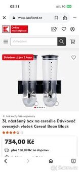 3L nástěnný box na cereálie Dávkovač