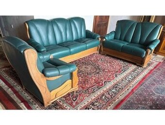 Dubová rustikální kožená souprava 3+2+1,3332