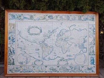 Velký obraz stará mapa v masivním dřevěném rámu