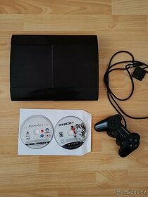 PS3 Super Slim 12GB, ovladač + 2 hry / PlayStation 3
