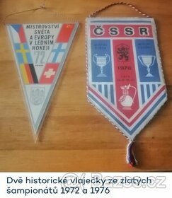 2 HOKEJOVÉ VLAJEČKY z MS 1972 a 1976 - prodám. - 1