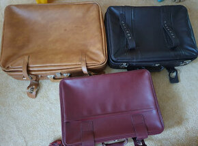 Sada 3 kusů kvalitních kožených kufrů + 2 látkové obaly - 1
