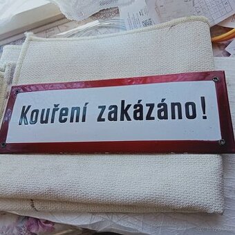 RETRO smalt cedule KOURENI ZAKAZANO jak nová