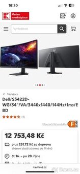 Prohnutý monitor Dell