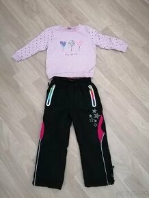 Dívčí zateplené kalhoty, mikina vel. 110