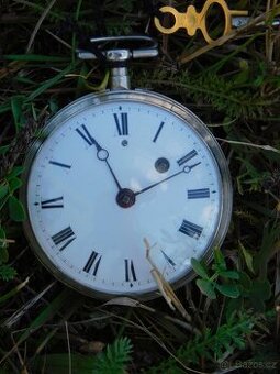 Celostříbrné anglické kapesní hodinky Špindlovky