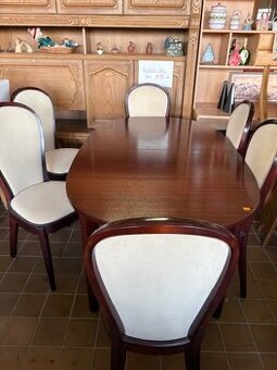 sestava stůl a 6 zidlí mahagon - 1