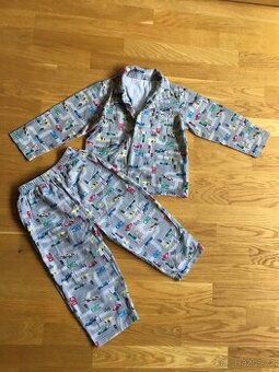 Šedé pyžamo flanel autíčka 3-4y Matalan