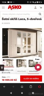 Šatní skříň Luca, ložnice Asko