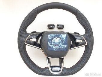 Volant ŠKODA vyhřívaný s airbagem a DSG pádly RED 5E3419093