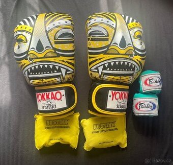 Yokkao rukavice 12oz + Fairtex bandáže + deodorant do rukavi