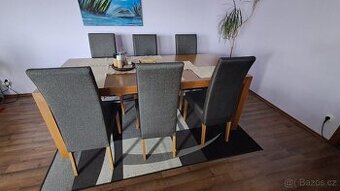 Dřevěný jidelní stůl 210x98 cm + židle