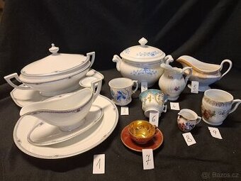 různý starožitný porcelán