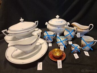 různý starožitný porcelán