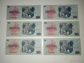 BANKOVKY 20 KČS 1970, SÉRIE H + L, PĚKNÉ STAVY