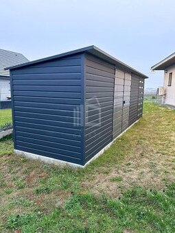 Zahradní domek 6x2m + přístřešek 1,5m - Dvoukřídlá vrata